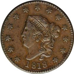 1818 1C N-1, R.2. AU55 NGC. XF40 EAC. A later die stat 1818[1C] N-1, R.2. AU55 NGC. XF40 EAC.