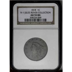 1818 1C N-1, R.1. AU55 NGC. VF30 EAC. This is a late d 1818[1C] N-1, R.1. AU55 NGC. VF30 EAC.