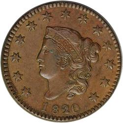 1820/19 1C Small Date AU55 NGC. N-3, R.2. Easily attri 1820/19[1C] Small Date. N-3, R.2. AU55 NGC.