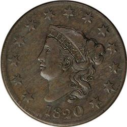 1820 1C Large Date XF45 NGC. N-9, R.3. The curled base 1820[1C] Large Date. N-9, R.3. XF45 NGC. Fine