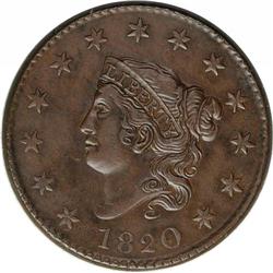 1820 1C Large Date AU58 NGC. N-11, High R.2. The first 1820[1C] Large Date. N-11, High R.2. AU58 NGC