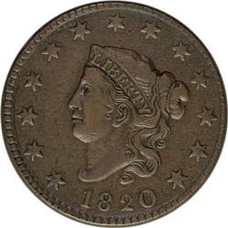 1820 1C Large Date--Improperly Cleaned--NCS. VF Detail 1820[1C] Large Date. N-13, R.1--Improperly Cl