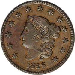1826 1C --Obverse Corroded--NCS. AU Details. N-5, Inter 1826[1C] N-5, High R.2--Obverse Corroded--NC