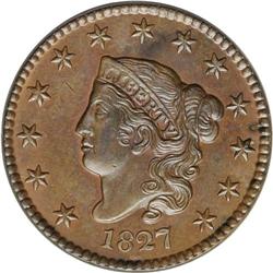 1827 1C MS63 Brown NGC. N-1, Early Die State, High R.2 1827[1C] N-1, High R.2. MS63 Brown NGC. AU55 