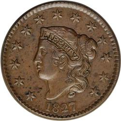 1827 1C AU58 NGC. N-5, Intermediate Die State, R.2. Th 1827[1C] N-5, R.2. AU58 NGC. XF40 EAC.