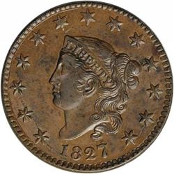 1827 1C AU58 NGC. N-8, Middle Die State, R.3. Heavy di 1827[1C] N-8, R.3. AU58 NGC. XF45 EAC.