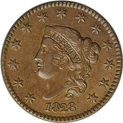 1828 1C Large Narrow Date AU58 NGC. N-5, R.2. NDS c, l 1828[1C] Large Narrow Date. N-5, R.2. AU58 NG