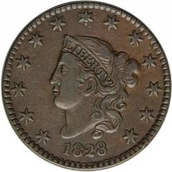 1828 1C Large Narrow Date XF45 NGC. N-6, R.1. NDS a. A 1828[1C] Large Narrow Date. N-6, R.1. XF45 NG