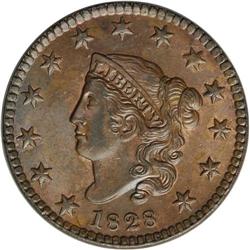 1828 1C Small Wide Date MS64 Brown NGC. N-10, R.1. A l 1828[1C] Small Wide Date. N-10, R.1. MS64 Bro