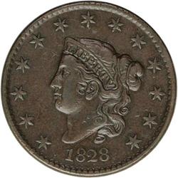 1828 1C Large Narrow Date XF40 NGC. N-12, R.3. The alw 1828[1C] Large Narrow Date. N-12, R.4. XF40 N