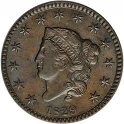 1829 1C Large Letters. N-1, R.3. AU58 NGC. AU55 EAC. A 1829[1C] Large Letters. N-1, R.3. AU58 NGC. A