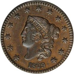 1829 1C Large Letters. N-2, R.2. AU58 NGC. XF45 EAC. F 1829[1C] Large Letters. N-2, R.2. AU58 NGC. X