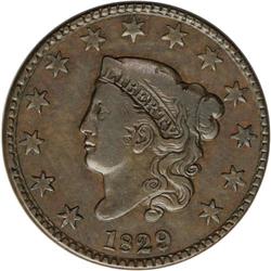 1829 1C Medium Letters. N-5, R.3. AU53 NGC. VF20 EAC. 1829[1C] Medium Letters. N-5, R.3. AU53 NGC. V