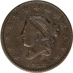 1829 1C Medium Letters--Reverse Corroded--NCS. VF Deta 1829[1C] Medium Letters. N-9, R.4--Reverse Co