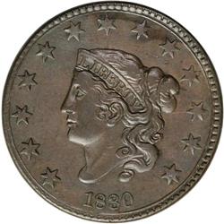 1830 1C Large Letters AU55 NGC. N-1, R.1. NDS A. A mah 1830[1C] Large Letters. N-1, R.1. AU55 NGC. V