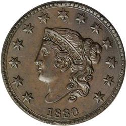 1830 1C Large Letters MS62 Brown NGC. N-3, R.3. Unlike 1830[1C] Large Letters. N-3, R.3. MS62 Brown 