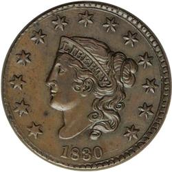 1830 1C Large Letters--Improperly Cleaned--NCS. Unc. D 1830[1C] Large Letters. N-4, R.2--Improperly 