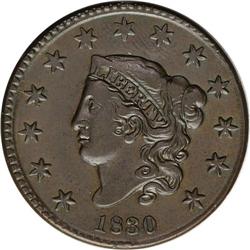 1830 1C Medium Letters MS61 Brown NGC. N-6, R.4. NDS B 1830[1C] Medium Letters. N-6, R.4. MS61 Brown