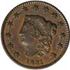 Image 1 : 1831 1C Large Letters AU58 NGC. N-12, Early Die State, 1831[1C] Large Letters. N-12, R.1. AU58 NGC. 