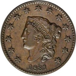 1831 1C Large Letters. N-12, R.1. AU58 NGC. VF25 EAC. 1831[1C] Large Letters. N-12, R.1. AU58 NGC. V