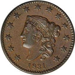 1831 1C Large Letters XF40 NGC. N-12, R.1. A late stag 1831[1C] Large Letters XF40 NGC.
