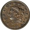 Image 1 : 1833 1C MS62 NGC. N-5, R.1. The Horned 8 Variety. Medi 1833[1C] N-5, R.1. MS62 NGC. AU50 EAC.