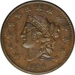 1834 1C Small 8, Large Stars, Medium Letters AU55 NGC. 1834[1C] Small 8, Large Stars, Medium Letters