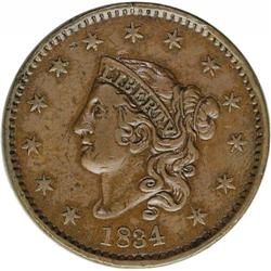 1834 1C Large 8, Small Stars, Medium Letters AU53 NGC. 1834[1C] Large 8, Small Stars, Medium Letters