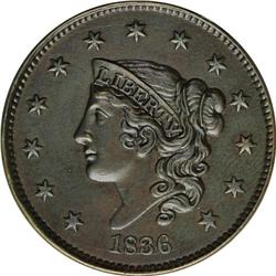 1836 1C --Improperly Cleaned--NCS. UNC Details. N-4b, R 1836[1C] N-4, R.3--Improperly Cleaned--NCS. 