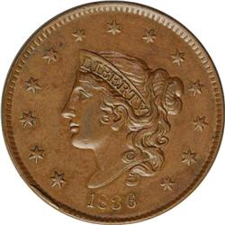 1836 1C MS62 Brown NGC. N-5b, R.3. Intermediate Die St 1836[1C] N-5, R.3. MS62 Brown NGC. XF45 EAC.