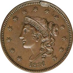 1836 1C N-6, R.2. AU58 NGC. Wavy-Top Head 1836[1C] N-6, R.2. AU58 NGC. XF40 EAC.`
