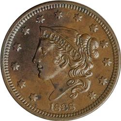 1838 1C N-11, R.2. AU58 NGC. XF45 EAC. Newcomb varieti 1838[1C] N-11, R.2. AU58 NGC. XF45 EAC.