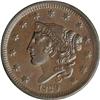 Image 1 : 1839 1C Head of 1838. N-3, R.1. MS62 Brown NGC. AU50 E 1839[1C] Head of 1838. N-3, R.1. MS62 Brown N