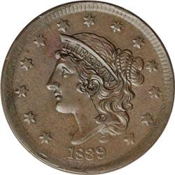 1839 1C Silly Head. N-9, R.2. MS62 Brown NGC. AU50 EAC 1839[1C] Silly Head. N-9, R.2. MS62 Brown NGC