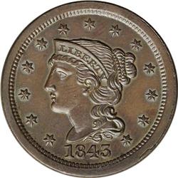 1843 1C Mature Head, Large Letters--Improperly Cleaned 1843[1C] Mature Head, Large Letters. N-6, R.1
