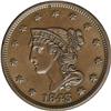 Image 1 : 1843 1C Petite Head, Small Letters MS63 Brown NGC. N-1 1843[1C] Petite Head, Small Letters. N-15, R.