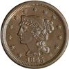 Image 1 : 1845 1C MS63 Brown NGC. N-11, R.3. The obverse has a c 1845[1C] N-11, R.3. MS63 Brown NGC. AU55 EAC.