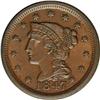 Image 1 : 1847 1C MS61 Brown NGC. N-3, R.3. The 847 in the date 1847[1C] N-3, R.3. MS61 Brown NGC. AU50 EAC.