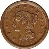 Image 1 : 1847 1C MS62 Brown NGC. N-3, R.3. A large rim cud is p 1847[1C] N-3, R.3. MS62 Brown NGC. AU50 EAC.