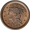Image 1 : 1847 1C N-14, High R.4. MS64 Brown NGC. MS63 EAC. Grel 1847[1C] N-14, High R.4. MS64 Brown NGC. MS63