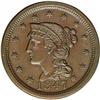 Image 1 : 1847 1C N-26, High R.3. MS62 Brown NGC. AU55 EAC. Grel 1847[1C] N-26, High R.3. MS62 Brown NGC. AU55
