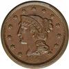 Image 1 : 1848 1C N-30, High R.5. MS64 Brown NGC. AU50 EAC. Grel 1848[1C] N-30, High R.5. MS64 Brown NGC. AU50