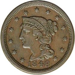 1848 1C N-34, High R.5. AU53 NGC. VF30 EAC. Grellman s 1848[1C] N-34, High R.5. AU53 NGC. VF30 EAC.