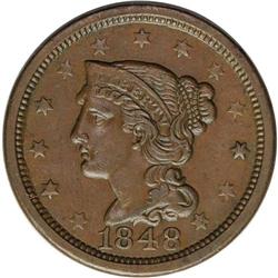 1848 1C AU58 NGC. N-37, Low R.5. Most of the stars are 1848[1C] N-37, Low R.5. AU58 NGC. XF40 EAC.