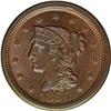 Image 1 : 1850 1C N-17, High R.4. MS65 Brown NGC. AU58 EAC. Grel 1850[1C] N-17, High R.4. MS65 Brown NGC. AU58