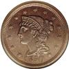 Image 1 : 1850 1C N-21, High R.2. MS64 Brown NGC. AU58 EAC. Grel 1850[1C] N-21, High R.2. MS64 Brown NGC. AU58