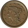 Image 1 : 1852 1C N-6, Low R.2. MS63 Brown NGC. AU55 EAC. Grellm 1852[1C] N-6, Low R.2. MS63 Brown NGC. AU55 E