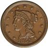 Image 1 : 1853 1C N-12, R.1. MS63 Brown NGC. AU50 EAC. Grellman 1853[1C] N-12, R.1. MS63 Brown NGC. AU50 EAC.