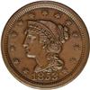 Image 1 : 1853 1C N-17, R.2. MS63 Brown NGC. AU50 EAC. Grellman 1853[1C] N-17, R.2. MS63 Brown NGC. AU50 EAC.