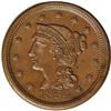 Image 1 : 1854 1C N-20, R.3. MS63 Brown NGC. AU50 EAC. Grellman 1854[1C] N-20, R.3. AU50 EAC.